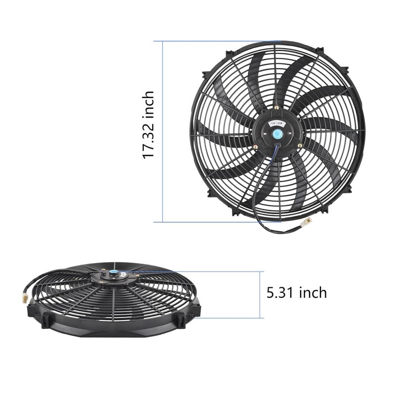 GESEXI 16" Slim Fan Push Pull Electric Radiator Cooling Fan Universal High Performance 12V 120W Motor with Fan Mounting Kit-Black (2 Pack) - Image 4